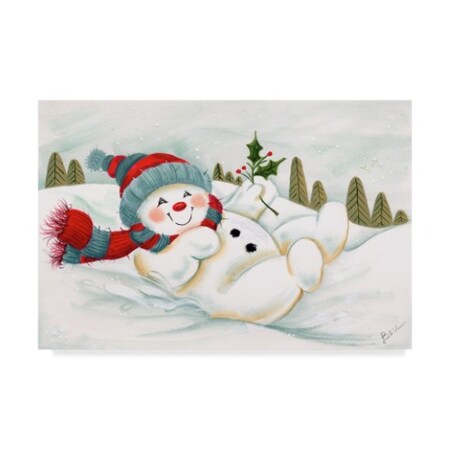Beverly Johnston 'Snowman Resting 1' Canvas Art,22x32